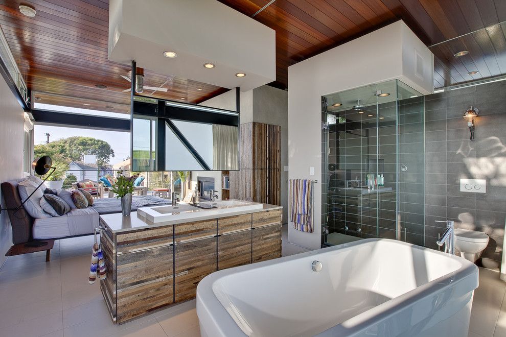 How to Unclog a Bathtub Drain for a Modern Bathroom with a Wood Ceiling and Boiler Residence by James R. Meyer