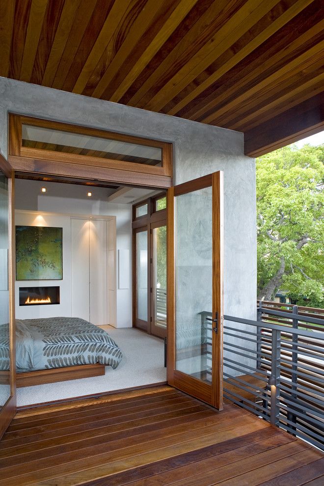 How to Unlock a Bedroom Door for a Modern Bedroom with a Platform Bed and Jewell   Sundeck Bridge by Architects Magnus