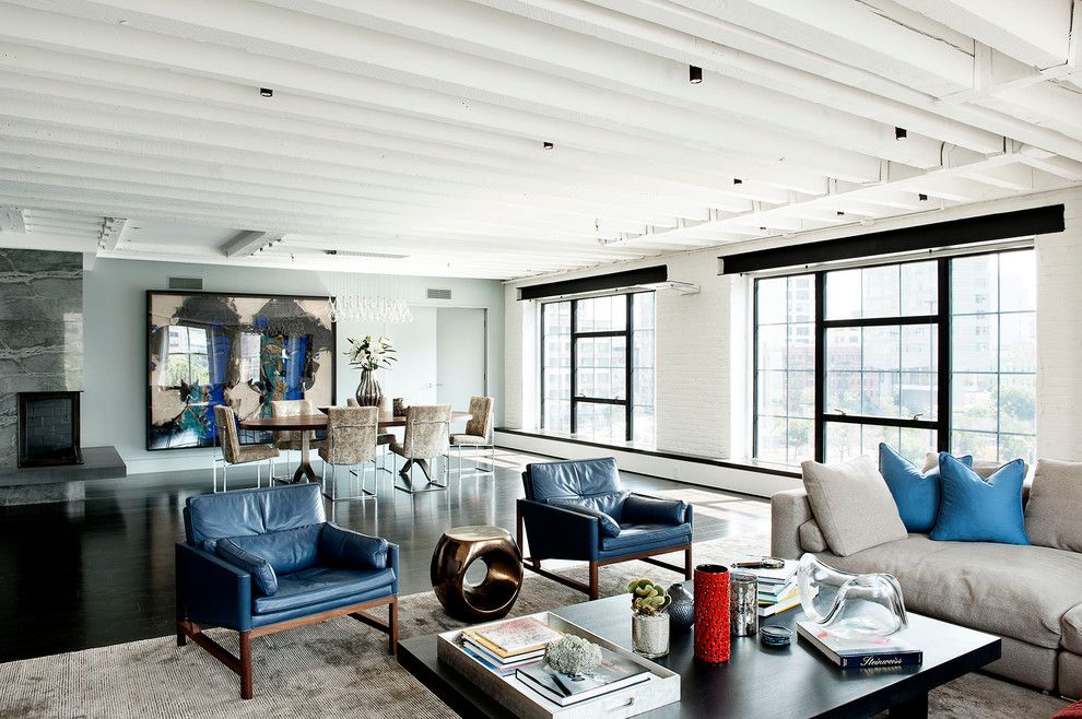 Howell Furniture for a Industrial Living Room with a Exposed Beams and Laight Street Loft by David Howell Design