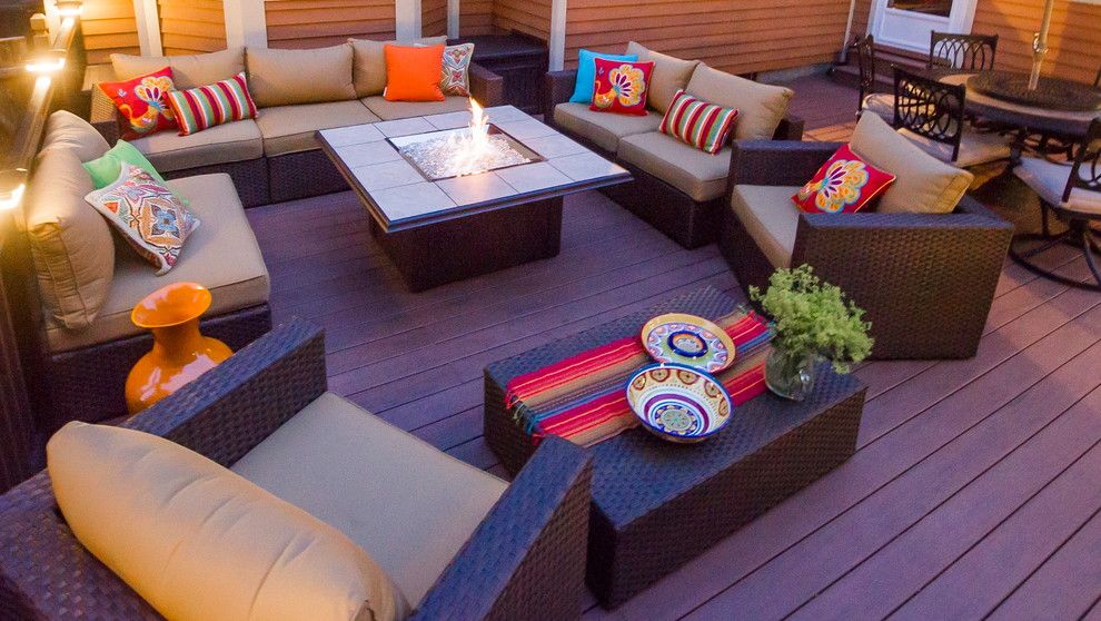 Huntington Beach Fire Pits for a Modern Deck with a Indoor Outdoor Living and Clifton Park Deck by Bespoke Decor