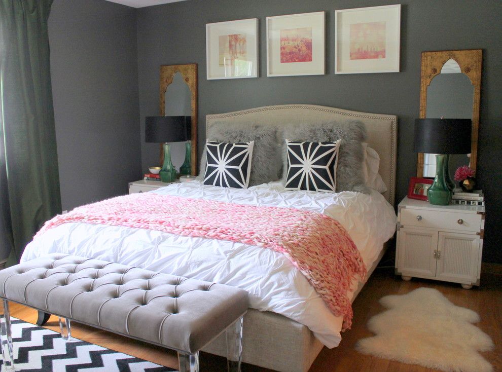 Ikea Brimnes Bed for a Eclectic Bedroom with a Ceramic Table Lamps and Connecticut Bedroom by Nichole Loiacono Design