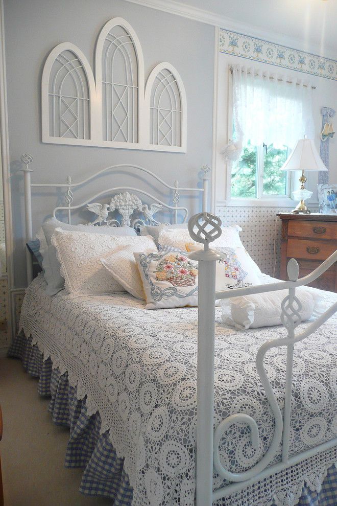 Ikea Duvet Cover for a Shabby Chic Style Bedroom with a Throw Pillows and Frenchflair by Michelle