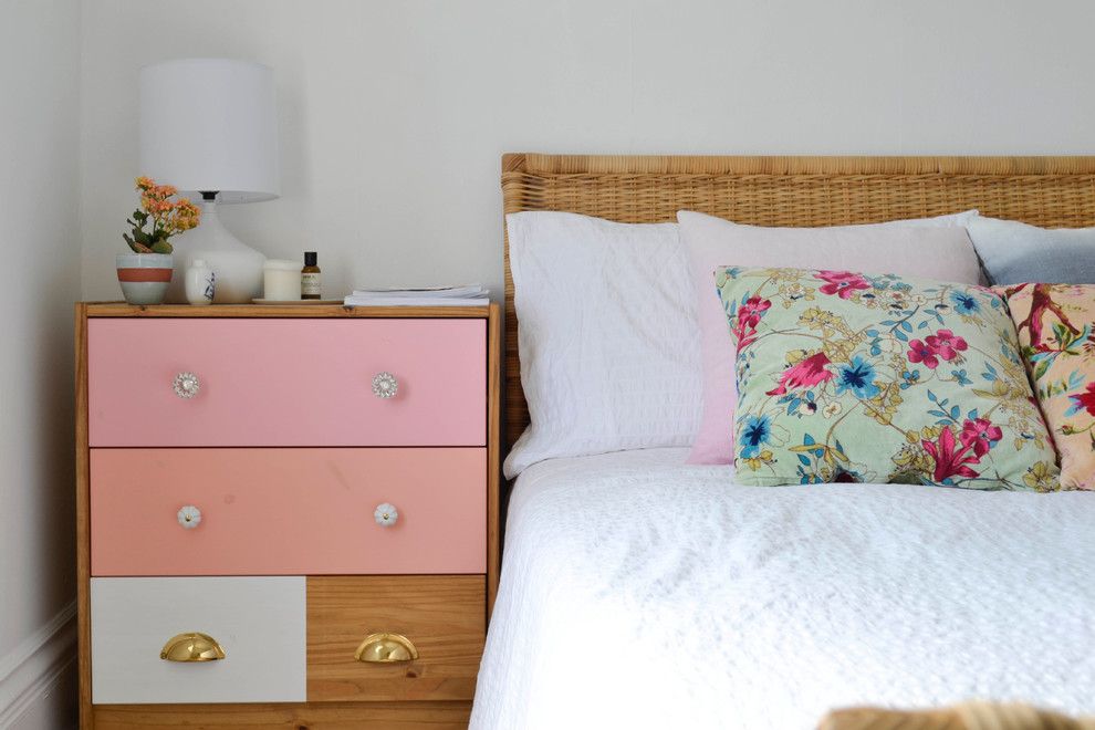 Ikea Malm 6 Drawer Dresser for a Eclectic Bedroom with a Eclectic and My Houzz: Creative Flair Brightens a San Francisco Apartment by Planning Pretty