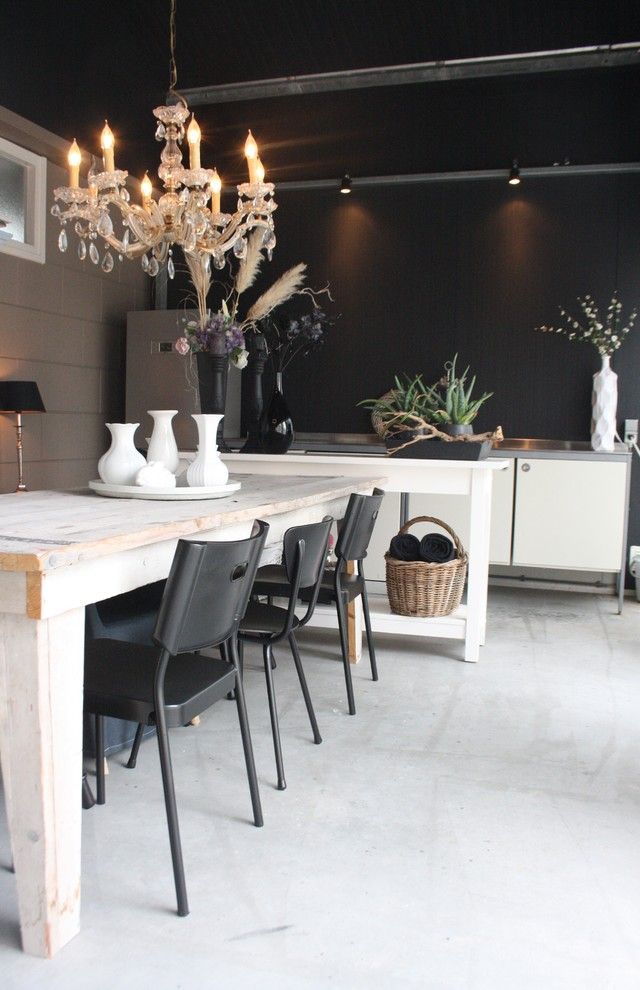 Ikea Norden Table for a Contemporary Dining Room with a Vases and My Houzz: Country Chic Family Home in the Netherlands by Holly Marder