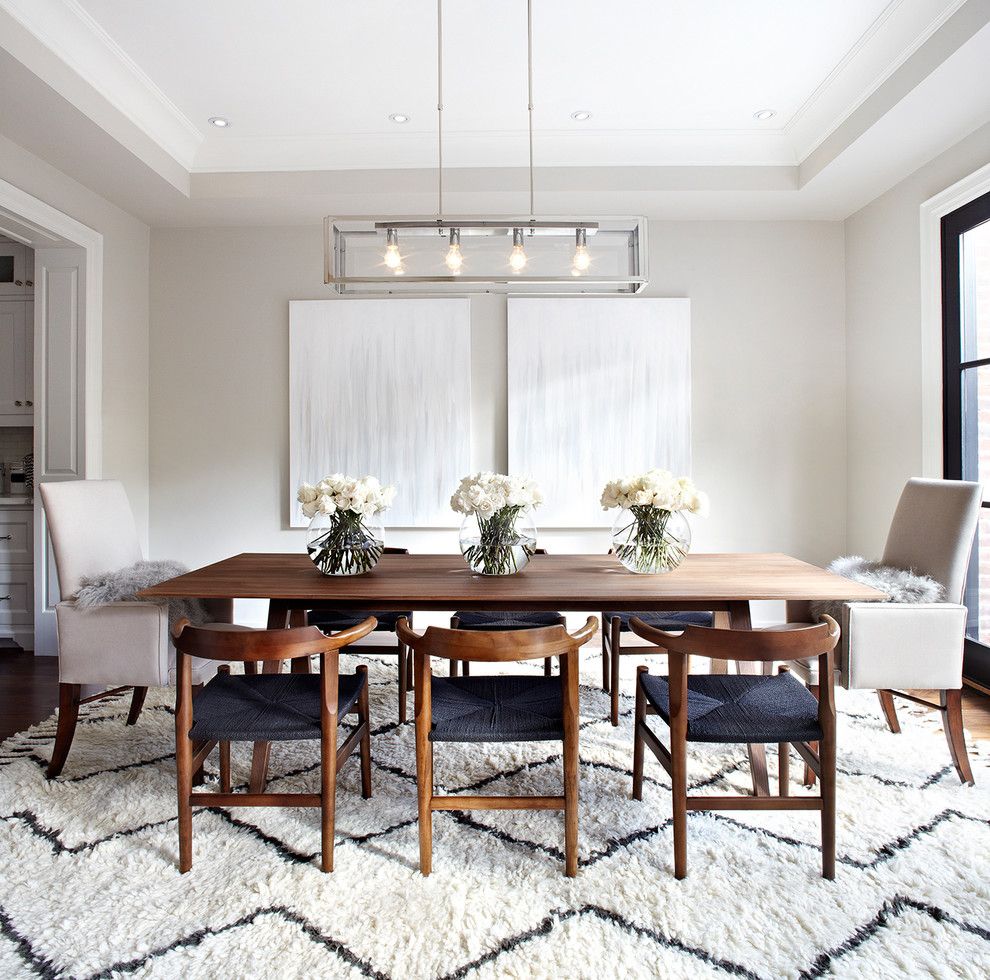 Ikea Norden Table for a Transitional Dining Room with a Light Gray Wall and 7 Austin Terrace by Lisa Petrole Photography