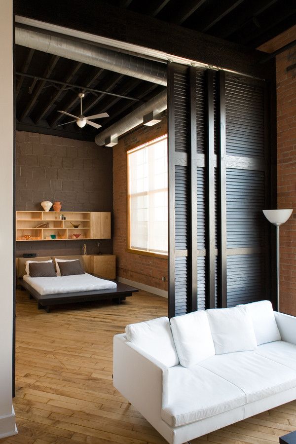 Ikea Pax Planner for a Industrial Bedroom with a Sliding Doors and Grinnell Loft by Mcintosh Poris Associates