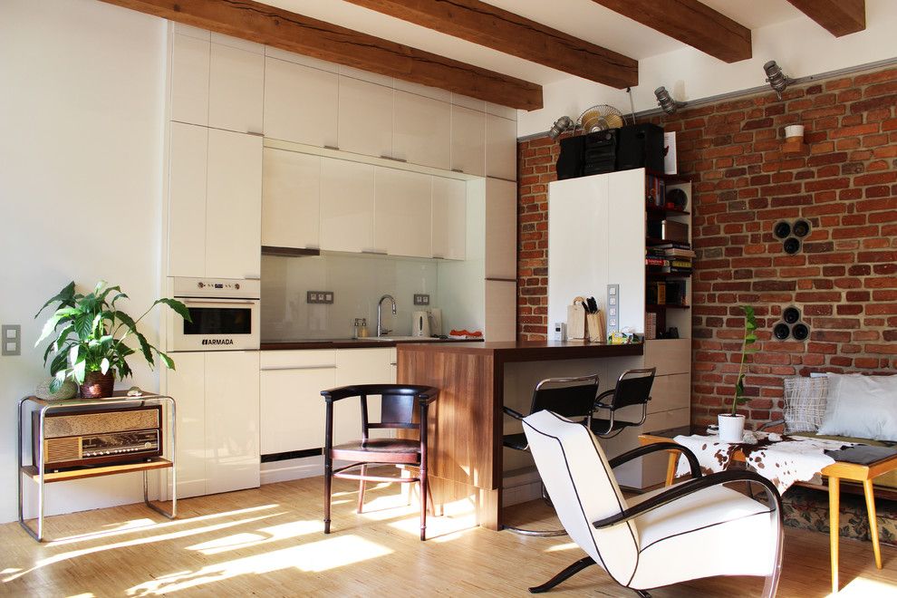 Ikea Twin Cities for a Industrial Kitchen with a Shelves and My Houzz: Diy Love Pays Off in a Small Prague Apartment by Martin Hulala