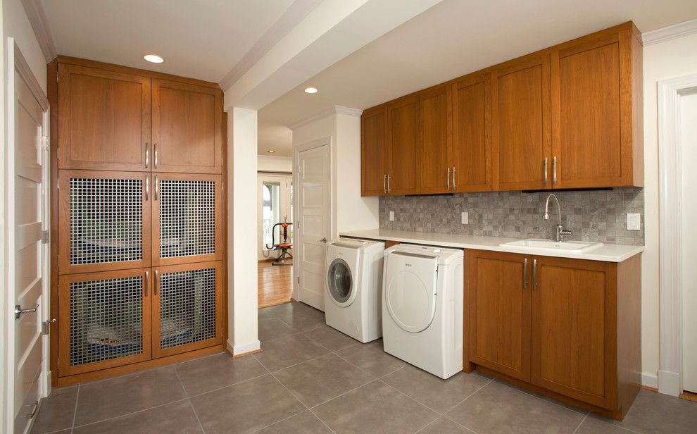 Imperial Sprinkler Supply for a Transitional Laundry Room with a Laundry Room Appliances and Dog Friendly Remodel by Four Brothers Llc