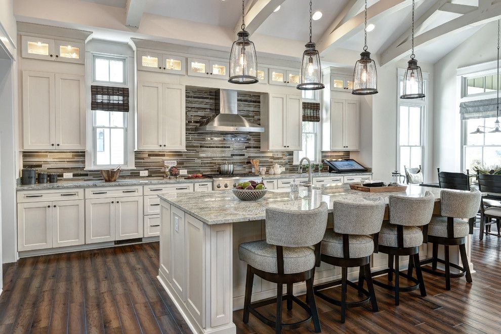 Installing Recessed Lighting for a Traditional Kitchen with a Upholstered Bar Stools and Arthur Rutenberg Home by William Quarles Photography