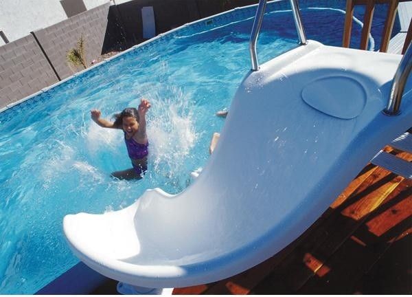 Interfab for a Contemporary Pool with a Contemporary and Zoomerang Complete Pool Slide by Inter Fab by Poolsupplyworld