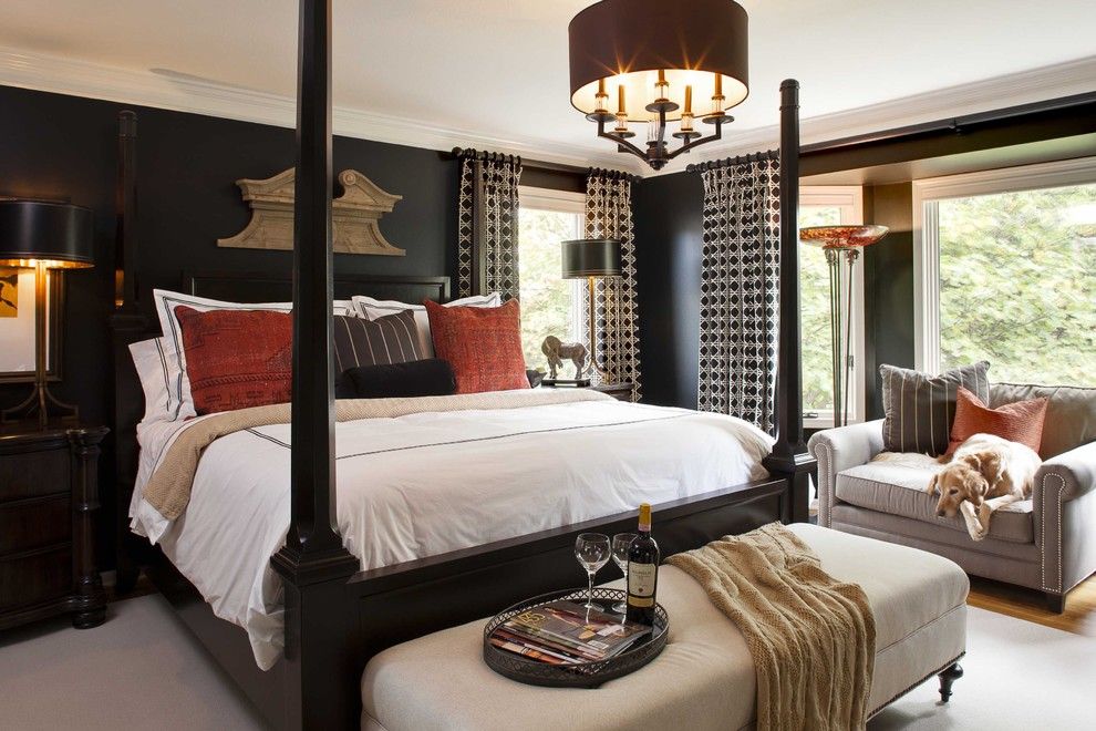 Jackson and Coker for a Traditional Bedroom with a Dark Walls and Mccroskey Interiors by Mccroskey Interiors