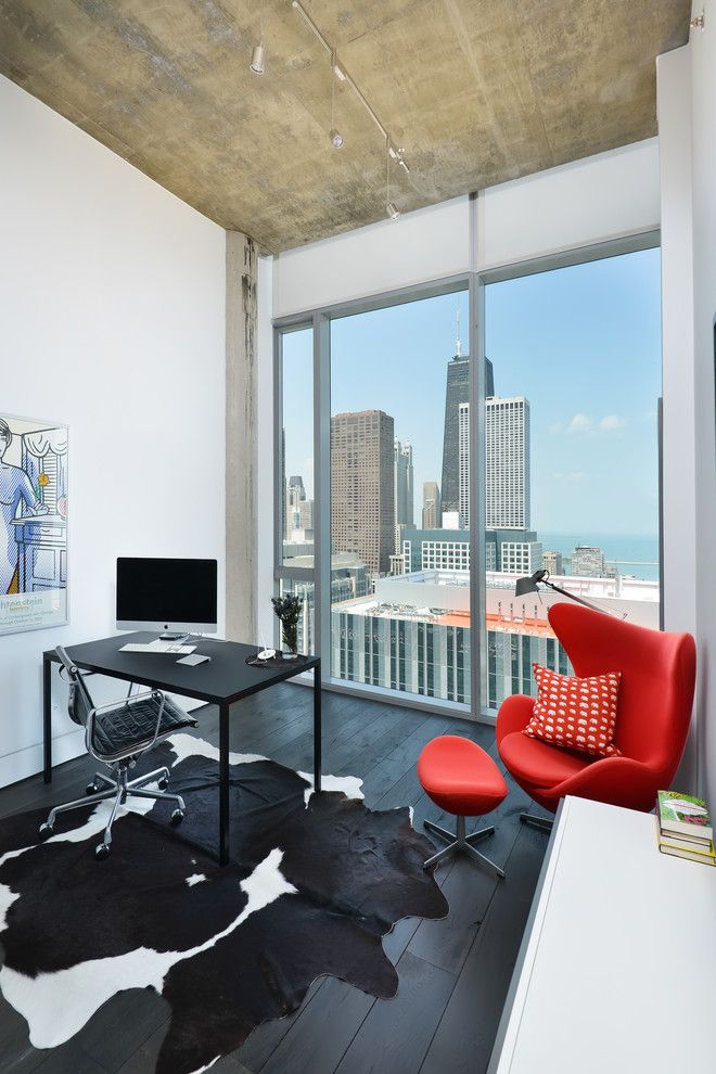 Jacobsen Homes for a Contemporary Home Office with a Office and Chicago Penthouse by Dresner Design | Chicago Custom Kitchens Cabinets