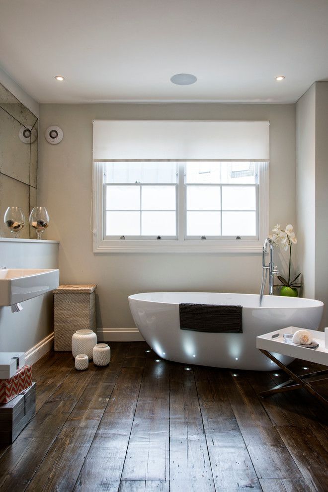 Jadon for a Contemporary Bathroom with a Wooden Floorboards and London Nw1 by My Interior Stylist Ltd