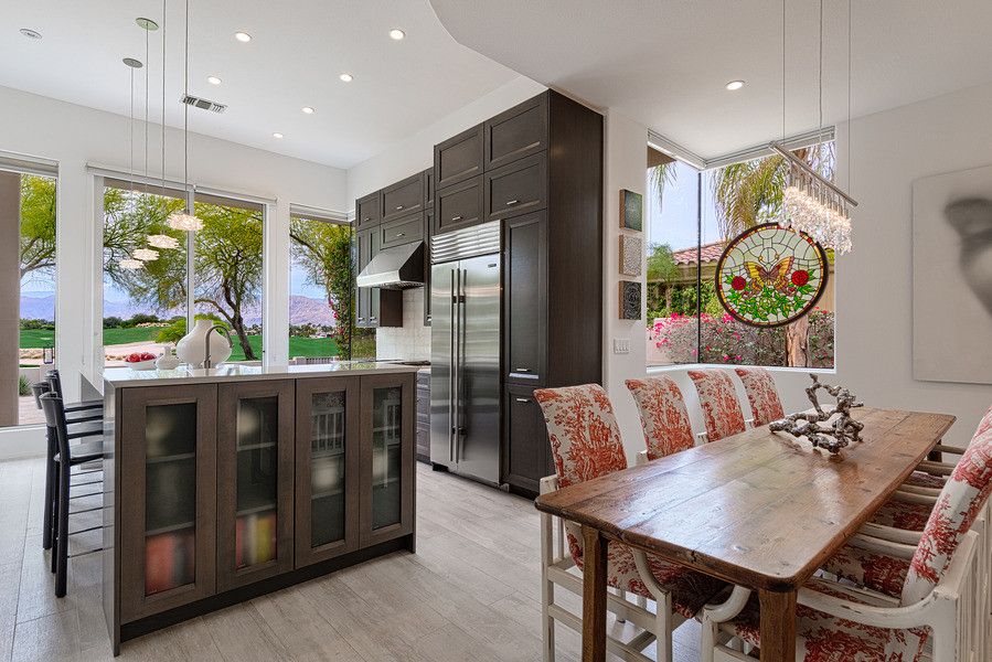 Jasper Johns Flag for a Transitional Kitchen with a Floating Shelves and Loch Lomond by Kbc of Palm Springs