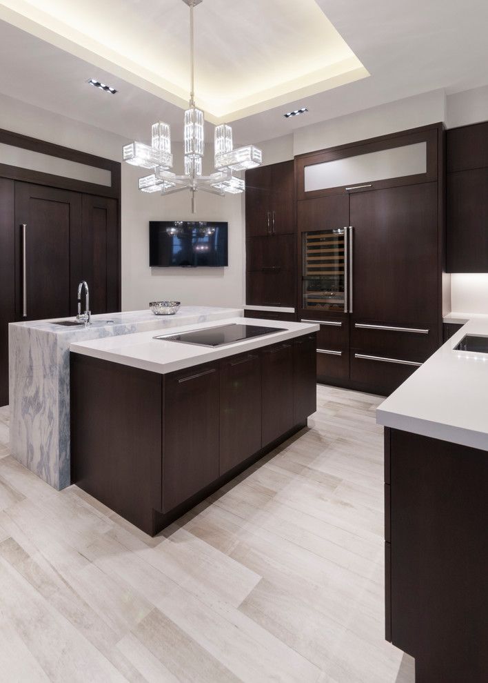 Jatoba for a Modern Kitchen with a Engineered Stone Countertop and Ft. Lauderdale Residence by Opustone