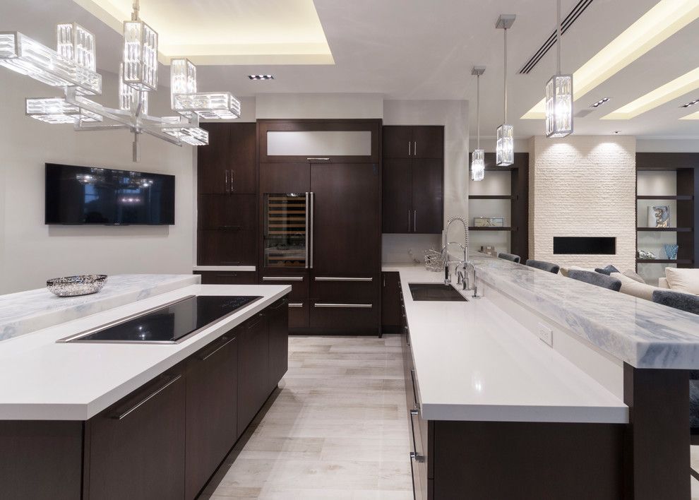 Jatoba for a Modern Kitchen with a Kennha Sky Marble and Ft. Lauderdale Residence by Opustone