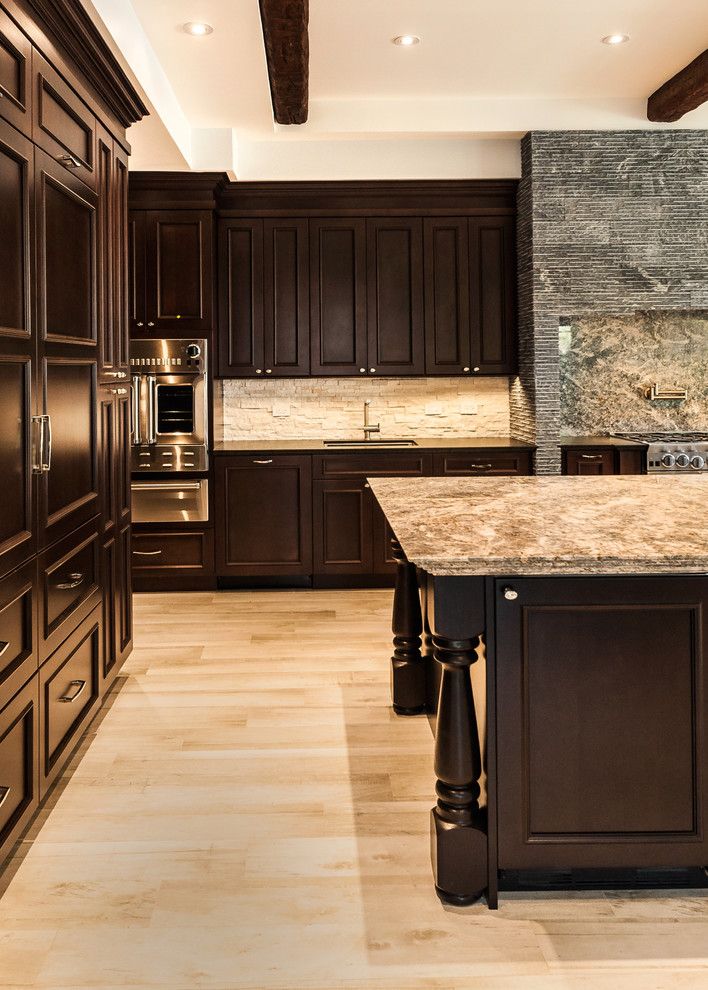 Jatoba for a Traditional Kitchen with a Porcelain and Golden Beach Residence    2 by Opustone