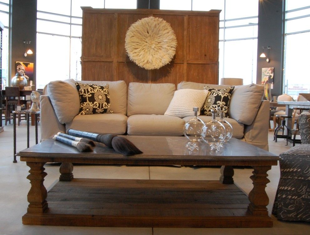 Juju Designs for a Eclectic Living Room with a Slipcovered Sofa and Salon    Living Room by Sueno Furniture & Accessories