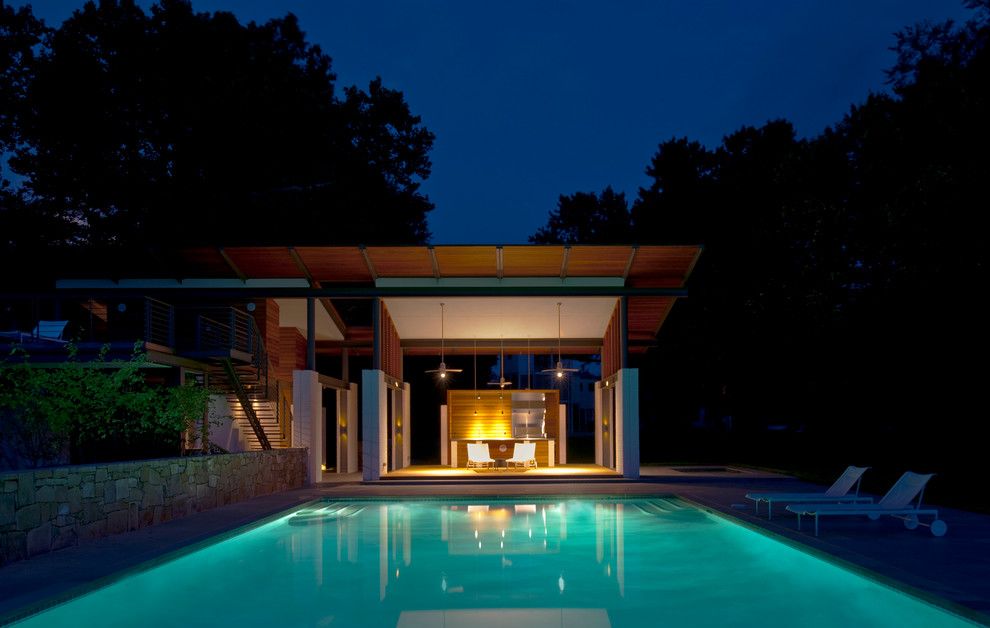 Julia Morgan Architect for a Modern Pool with a Metal Railings and Rappahannock Bend Summer House by Mcinturff Architects