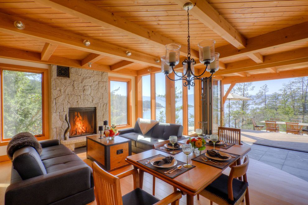 Kettle River Furniture for a Rustic Family Room with a Wood Ceiling and Good Things Come in Small Packages by Kettle River Timberworks Ltd.