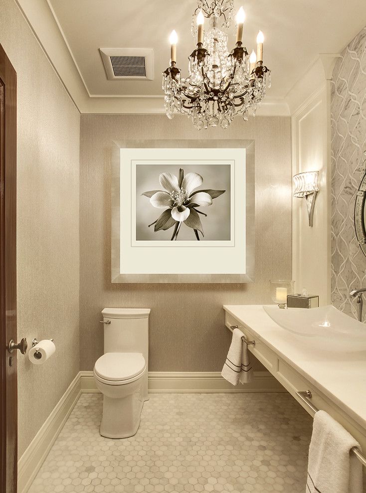 Kleenex Box for a Transitional Powder Room with a Gray White Powder Room and Seattle Powder Room by Beverly Bradshaw Interiors