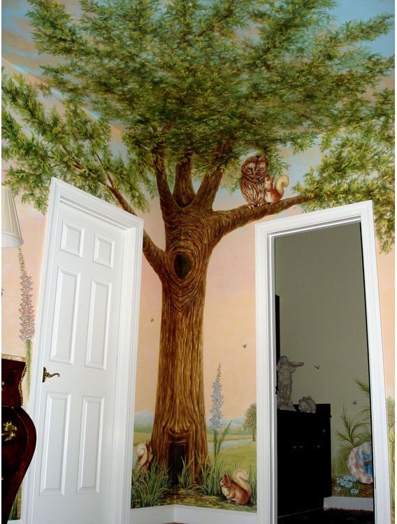 Klimt Tree of Life for a Eclectic Kids with a Trompe Loeil and Peter Rabbit Mural Inspired by Beatrix Potter by Visionary Mural Co.