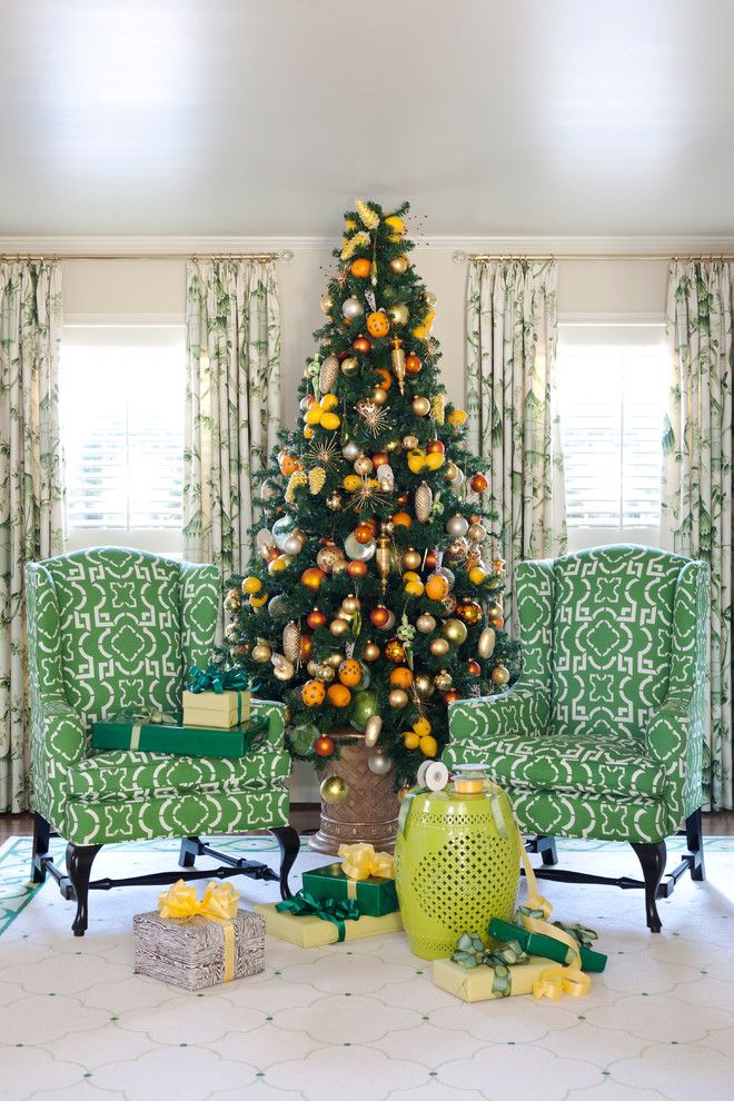 Koehler Home Decor for a Traditional Living Room with a Green and Tobi Fairley Holiday by Tobi Fairley Interior Design