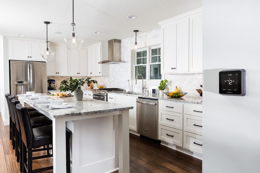 Kolb Electric for a Contemporary Kitchen with a Connected Home Technology and Honeywell Home by Honeywell Home