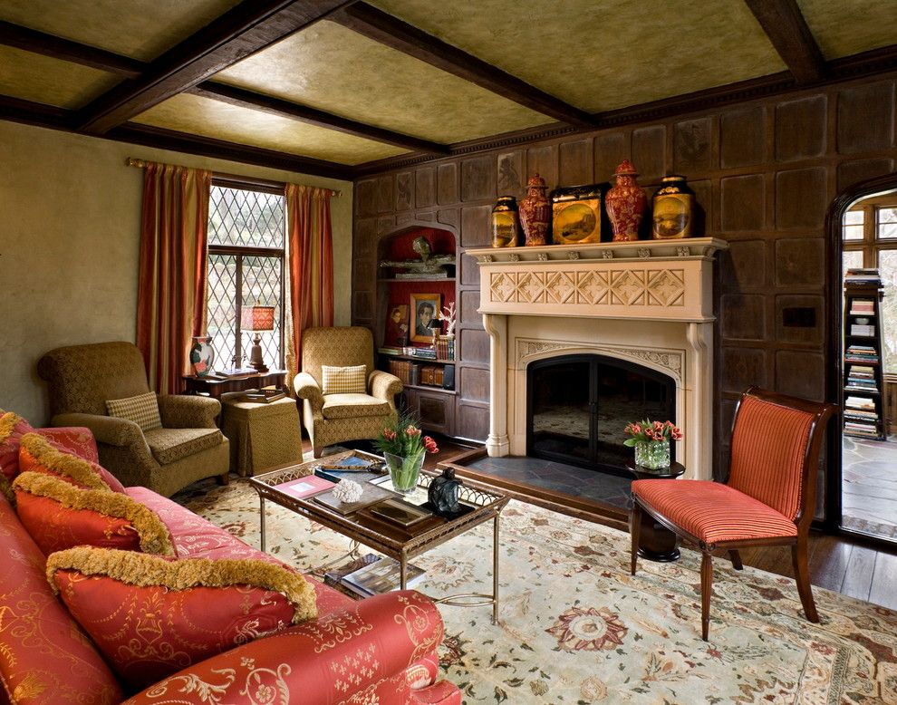 Koorsen Fire and Security for a Traditional Living Room with a Silk and Tudor Elegance by Belle Maison Interior Design