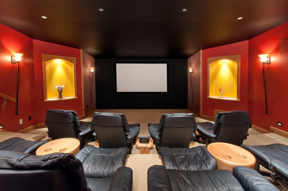 La Habra Theater for a Traditional Home Theater with a Wood Trim and Recent Work by Blurrdmedia