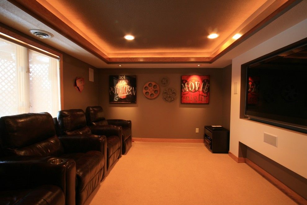 La Habra Theater for a Transitional Home Theater with a Television and J Brothers Home Improvement, Inc. by J Brothers Home Improvement Inc