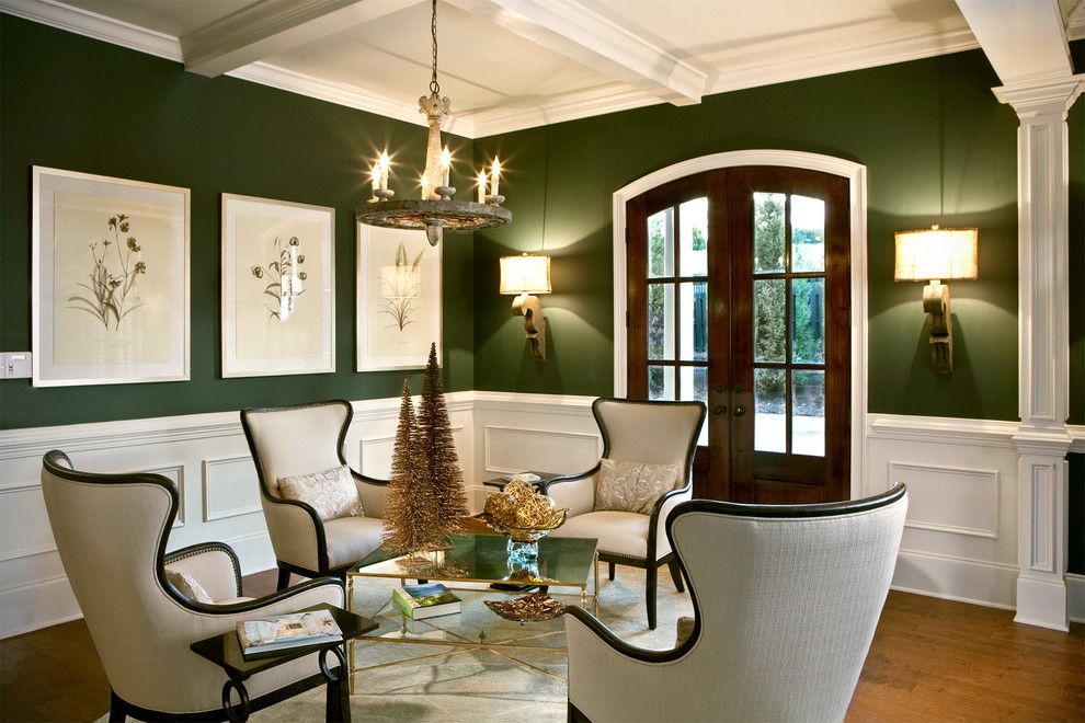 Lafayette House Nj for a Traditional Living Room with a Dark Green Walls and Parade of Homes 2012 by Lgb Interiors