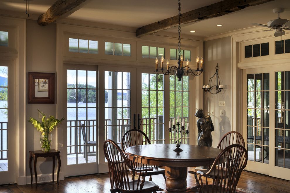 Lake Burton Real Estate for a Traditional Dining Room with a Floor to Ceiling Windows and Lake House by Crisp Architects