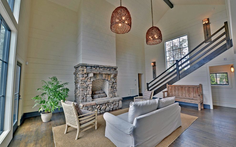 Lake Winnipesaukee Real Estate for a Rustic Living Room with a Lake Rabun and Lake Burton Custom Homes by Envision Web