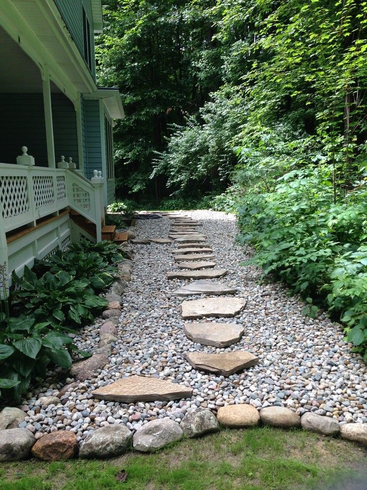 Landform for a Rustic Landscape with a Wet Locations and Shady Walkway by Landforms