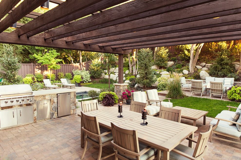 Landform for a Traditional Patio with a Pool and Little Cottonwood Canyon by Landform Design Group