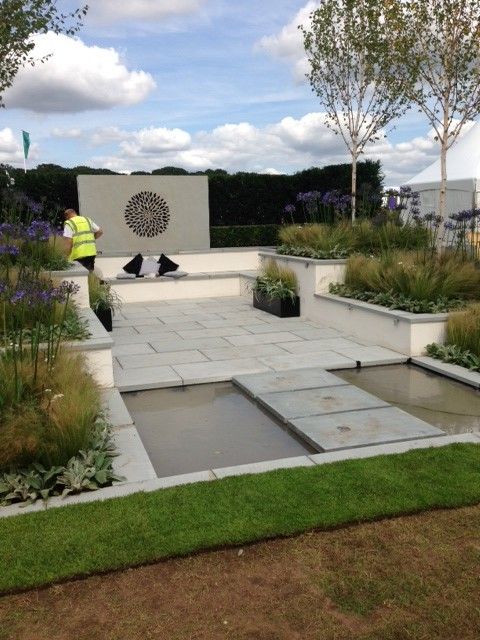 Lanier Tech College for a Contemporary Landscape with a Grasses and Silver Gilt for Bali Show Garden at the 2014 Rhs Flower Show Tatton Park by British Association of Landscape Industries
