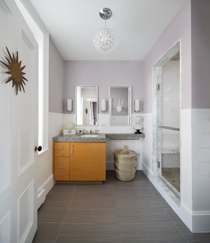 Laying Ceramic Tile for a Transitional Bathroom with a Carrara Marble and Historic Rowhouse Bathroom by Jon Andersen Interiors