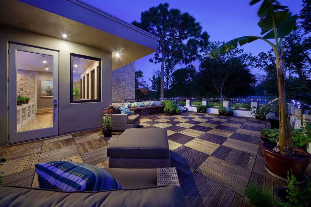 Leeds Certification for a Contemporary Deck with a Outdoor Furniture and Mid Century Modern Patio by Realstone Systems