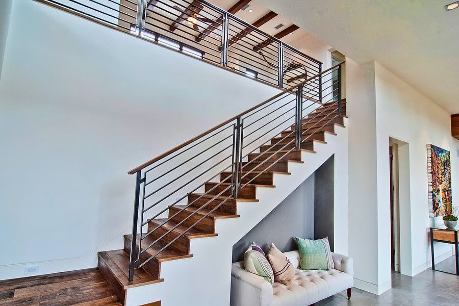 Leeds Certification for a Contemporary Staircase with a Iron Railing and Vision House Los Angeles by Structure Home