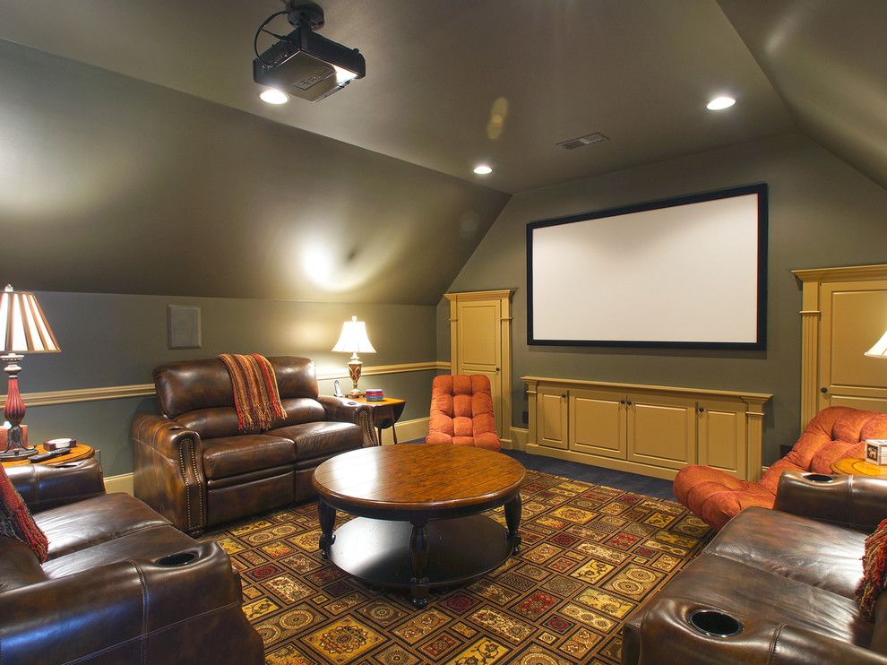 Leesburg Movie Theater for a Traditional Home Theater with a Grey and Greensboro Residence by Ssi Design Group, Inc.