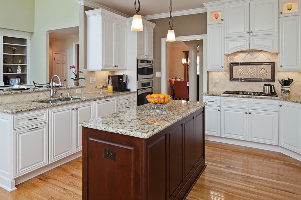 Leland Furniture for a Traditional Kitchen with a Natural Oak Floors and Camilla Drive by Case Design/remodeling