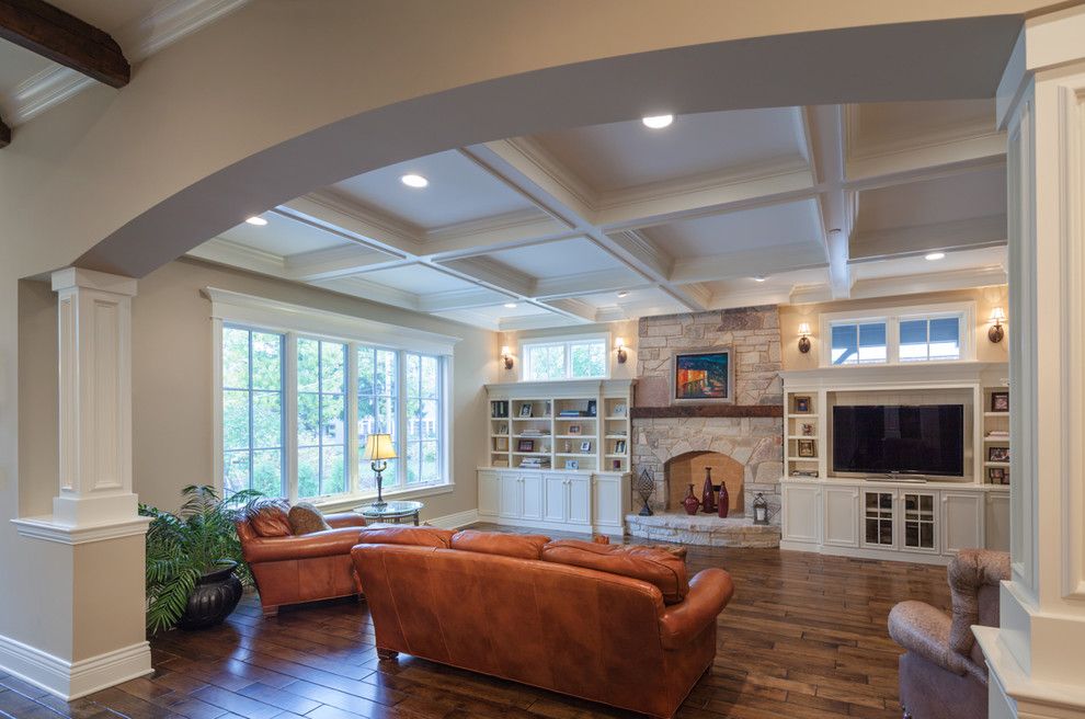 Lettuce Entertain You Restaurants Chicago for a Traditional Family Room with a Coffered Ceiling and Arthur Project by Greenside Design Build Llc