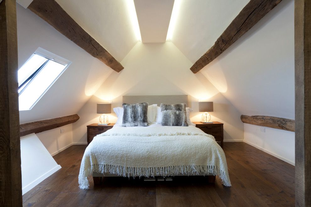 Light Bulb Depot for a Contemporary Bedroom with a Bedding and Contemporary Barn Conversion by Studio Mark Ruthven