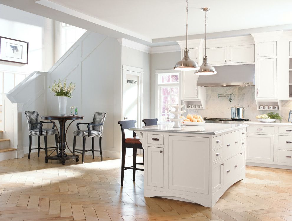 Light Bulb Depot for a Contemporary Kitchen with a Herringbone Pattern and Kitchen Cabinets by Capitol District Supply