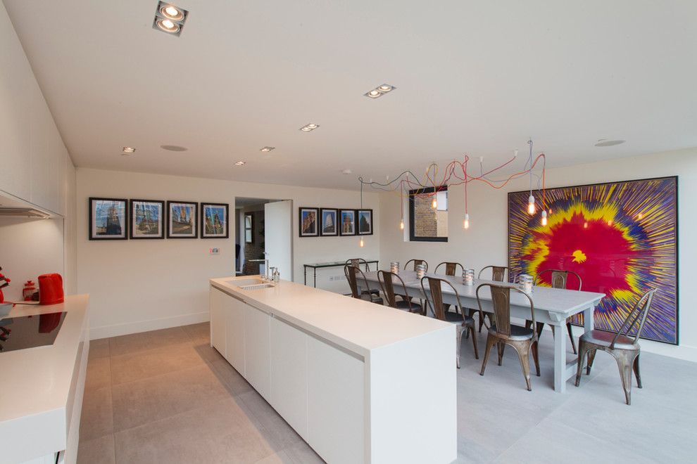 Light Bulb Depot for a Contemporary Kitchen with a White Walls and Kennington Water Tower by Joel Antunes Photography