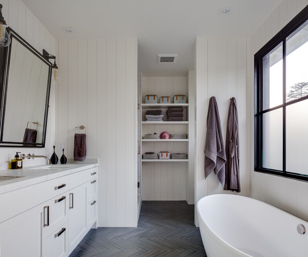 Lightbright for a Transitional Bathroom with a Towel Ring and Mill Valley Modern Barn by Artistic Designs for Living, Tineke Triggs