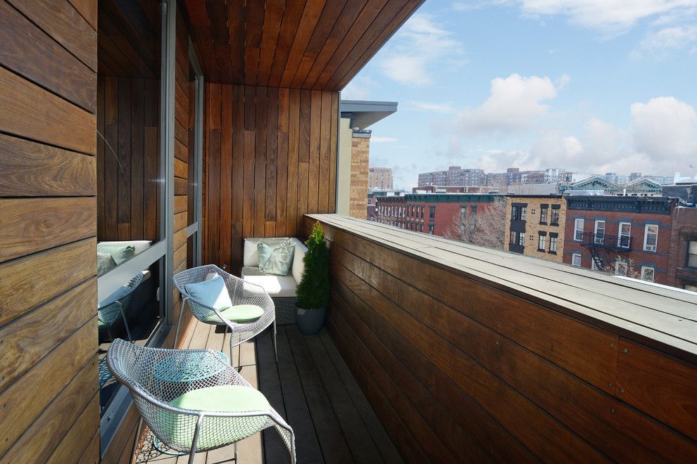 Lightolier for a Contemporary Balcony with a Small Patio and Fab 2 Bedroom in Hoboken's Premier Green Buidling by Hudson Place Realty