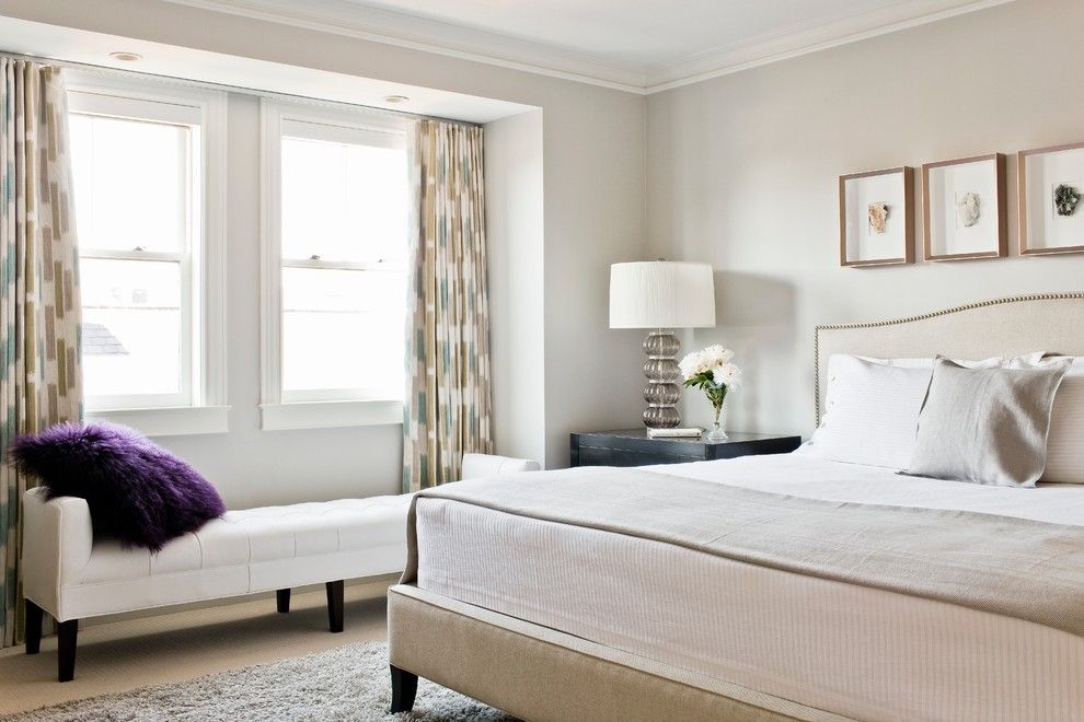 Lillians for a Transitional Bedroom with a Upholstered Bed and Contemporary Boston Town Home Renovation by Vicki Crew Interiors