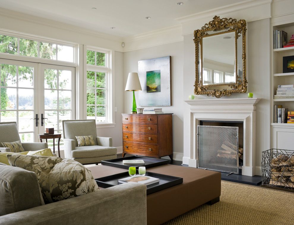 Lillians for a Transitional Living Room with a White Window Trim and Seattle Residence, Wa by Laura Bohn Design Associates